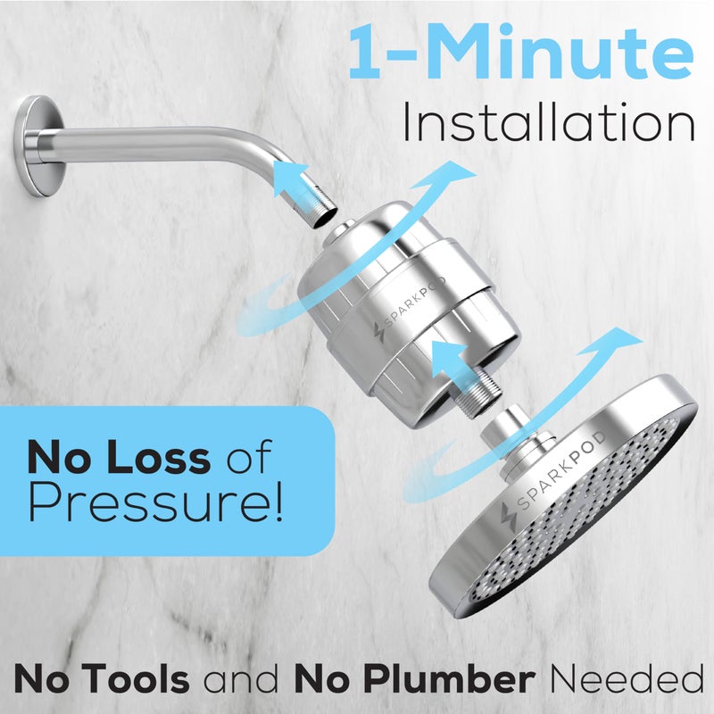 SparkPod 23 Stage Shower Head Filter for Dry Hair and Skin - High Output Universal Shower Filters to Remove Toxic Chemicals, Chlorine & Heavy Metals (Luxury Polished Chrome) - Image 5